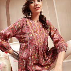 Stylum Women's Pink Floral Printed Cotton Empire Top (TOPPINKRAAGI)