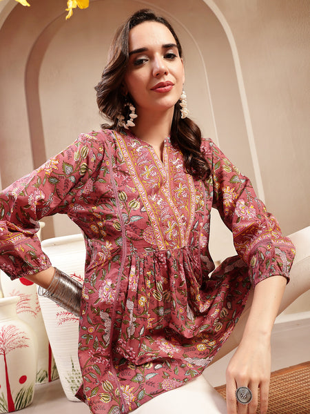 Stylum Women's Pink Floral Printed Cotton Empire Top (TOPPINKRAAGI)
