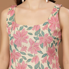 Stylum Women's Pink Floral Printed Cotton Straight Top (TOPPINKRIZZ)