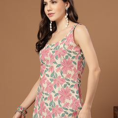 Stylum Women's Pink Floral Printed Cotton Straight Top (TOPPINKRIZZ)