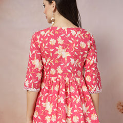 Stylum Women's Floral Printed Cotton Peplum Top (TOPPINKTIPTOP)