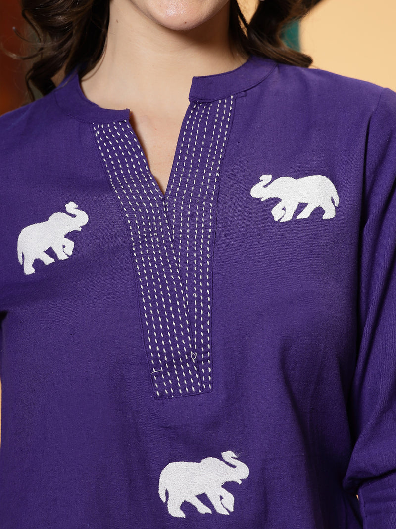 Stylum Women's Purple Solid Cotton Flex Top (TOPPURPLEHIPPO)