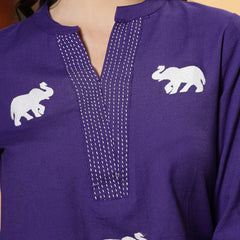 Stylum Women's Purple Solid Cotton Flex Top (TOPPURPLEHIPPO)