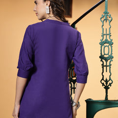 Stylum Women's Purple Solid Cotton Flex Top (TOPPURPLEHIPPO)