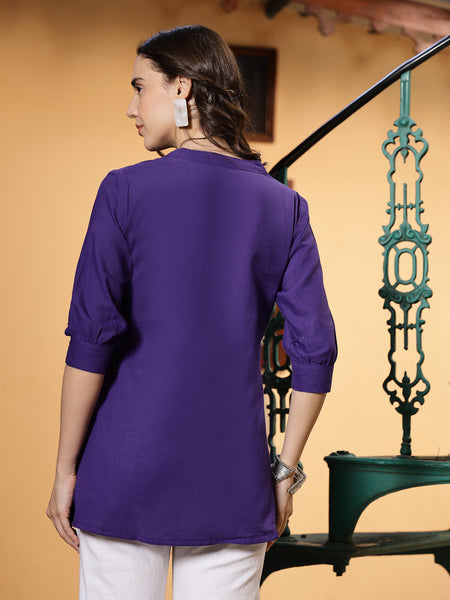 Stylum Women's Purple Solid Cotton Flex Top (TOPPURPLEHIPPO)