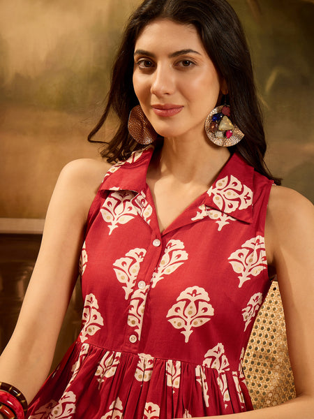 Stylum Women's Red Ethnic Printed Rayon Peplum Top (TOPREDLATTU)