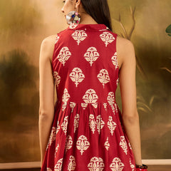 Stylum Women's Red Ethnic Printed Rayon Peplum Top (TOPREDLATTU)