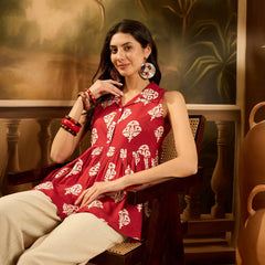 Stylum Women's Red Ethnic Printed Rayon Peplum Top (TOPREDLATTU)