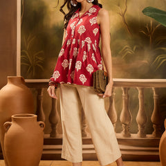 Stylum Women's Red Ethnic Printed Rayon Peplum Top (TOPREDLATTU)