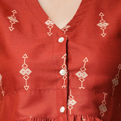 Stylum Women's Printed Cotton Blend Top (TOPRUSTGIGA)