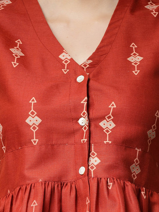 Stylum Women's Printed Cotton Blend Top (TOPRUSTGIGA)