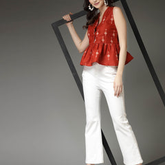 Stylum Women's Printed Cotton Blend Top (TOPRUSTGIGA)