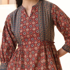 Stylum Women's Rust Ajrakh Printed Cotton Top (TOPRUSTNICO)