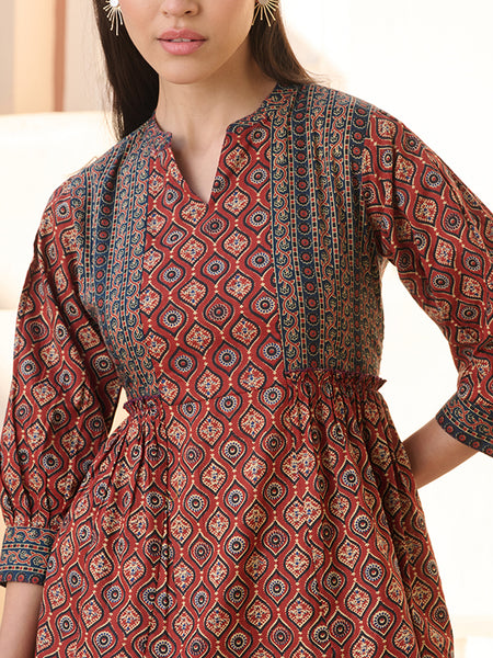 Stylum Women's Rust Ajrakh Printed Cotton Top (TOPRUSTNICO)