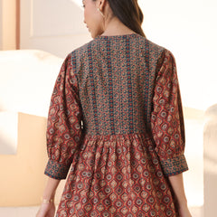 Stylum Women's Rust Ajrakh Printed Cotton Top (TOPRUSTNICO)