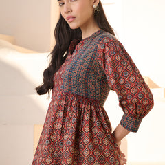 Stylum Women's Rust Ajrakh Printed Cotton Top (TOPRUSTNICO)