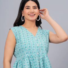 Stylum Women's Floral Printed Rayon Peplum Top (TOPSEALBLUE)