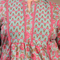 Stylum Plus Size Women's Sky Blue Printed Cotton Top (TOPSKYSIJUPLUS)