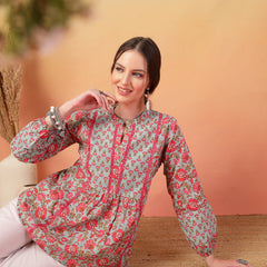Stylum Women's Sky Blue Printed Cotton Top (TOPSKYSIJU)