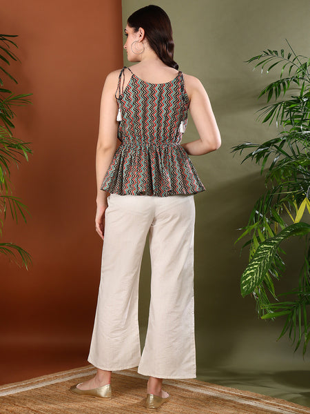 Stylum Women's Multi Printed Cotton Short Peplum Top (TOPSNAKELADDER)