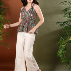 Stylum Women's Multi Printed Cotton Short Peplum Top (TOPSNAKELADDER)