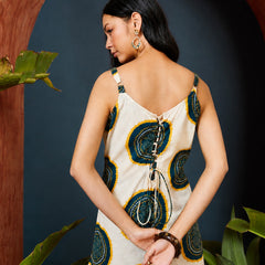 Stylum Women's Teal Bandhej Printed Cotton Straight Top (TOPTEALPETER)