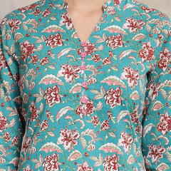 Stylum Women's Floral Printed Cotton Empire Top (TOPTURQDEN)