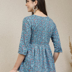 Stylum Women's Floral Printed Cotton Peplum Top (TOPTURQMIRA)