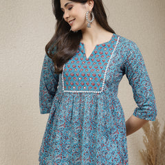 Stylum Women's Floral Printed Cotton Peplum Top (TOPTURQMIRA)