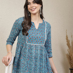 Stylum Women's Floral Printed Cotton Peplum Top (TOPTURQMIRA)