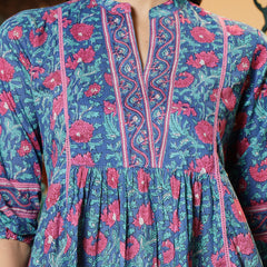 Stylum Women's Turquoise Floral Printed Cotton Top (TOPTURQTIMOR)