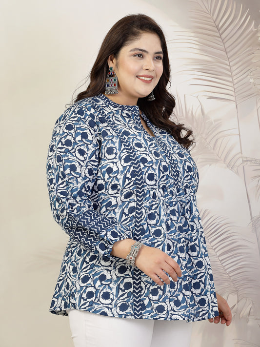 Stylum Plus Size Women Floral Printed Cotton Top (TOPVENUSPLUS)