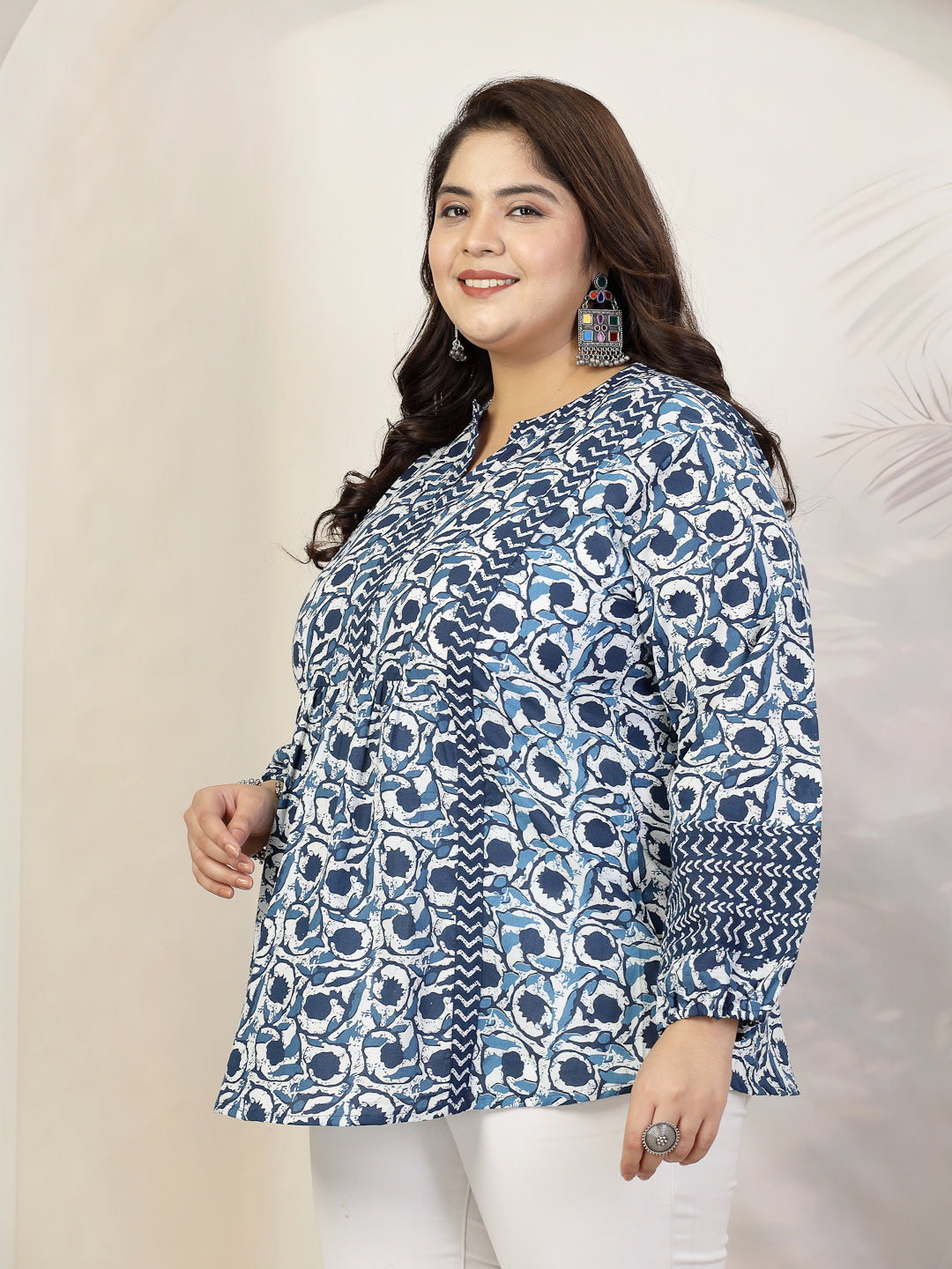 Stylum Plus Size Women Floral Printed Cotton Top (TOPVENUSPLUS)