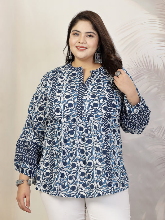 Stylum Plus Size Women Floral Printed Cotton Top (TOPVENUSPLUS)