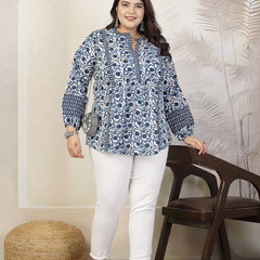 Stylum Plus Size Women Floral Printed Cotton Top (TOPVENUSPLUS)