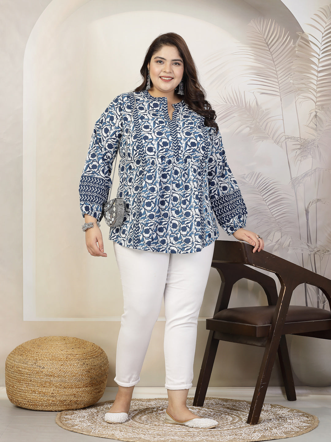 Stylum Plus Size Women Floral Printed Cotton Top (TOPVENUSPLUS)