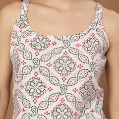 Stylum Women's White Bandhani Printed Rayon Straight Top (TOPWHITEPINATA)