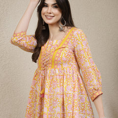 Stylum Women's Floral Printed Cotton Peplum Top (TOPYELLOWADITI)