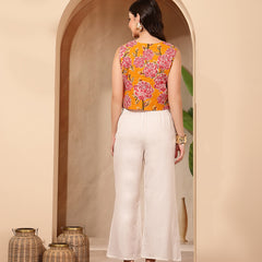 Stylum Women's Yellow Floral Printed Cotton Vest Top (TOPYELLOWGOLD)