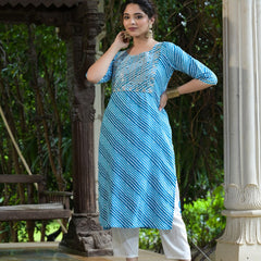 Lehriya Printed & Embroidered Rayon Straight Kurta