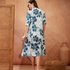 Stylum Women's Turquoise Floral Printed Rayon A-Line Kurta (TURQTUQILA)