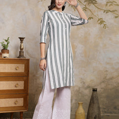 Stylum Women's Self Designed Cotton Blend Straight Kurta (URVASHI)