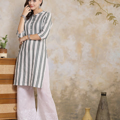 Stylum Women's Self Designed Cotton Blend Straight Kurta (URVASHI)