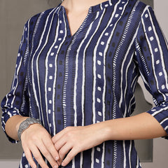 Stylum Women's Striped Printed Cotton Straight Kurta (VATIKA)