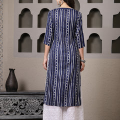 Stylum Women's Striped Printed Cotton Straight Kurta (VATIKA)