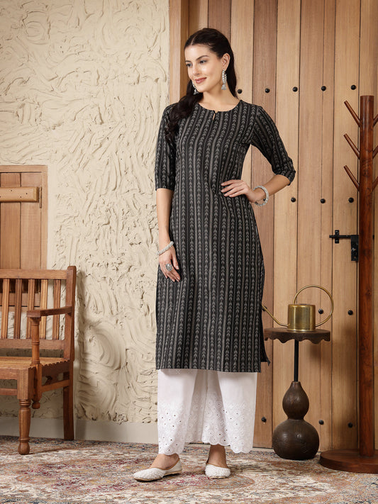 Stylum Women's Woven Design Cotton Blend Straight Kurta (VEDIKA)