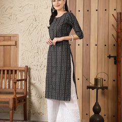 Stylum Women's Woven Design Cotton Blend Straight Kurta (VEDIKA)