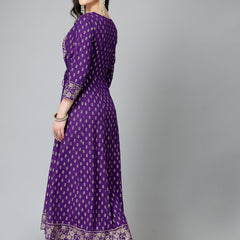 Stylum Women's Printed & Embroidered Rayon Anarkali Kurta (VOILDION)