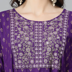 Stylum Women's Printed & Embroidered Rayon Anarkali Kurta (VOILDION)