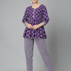 Women's Printed Rayon Cord set